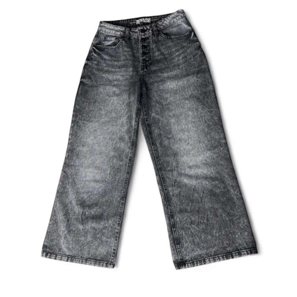 Rewash Super High Rise Wide Leg Charcoal 
Distressed Jeans Women Sz 3/26